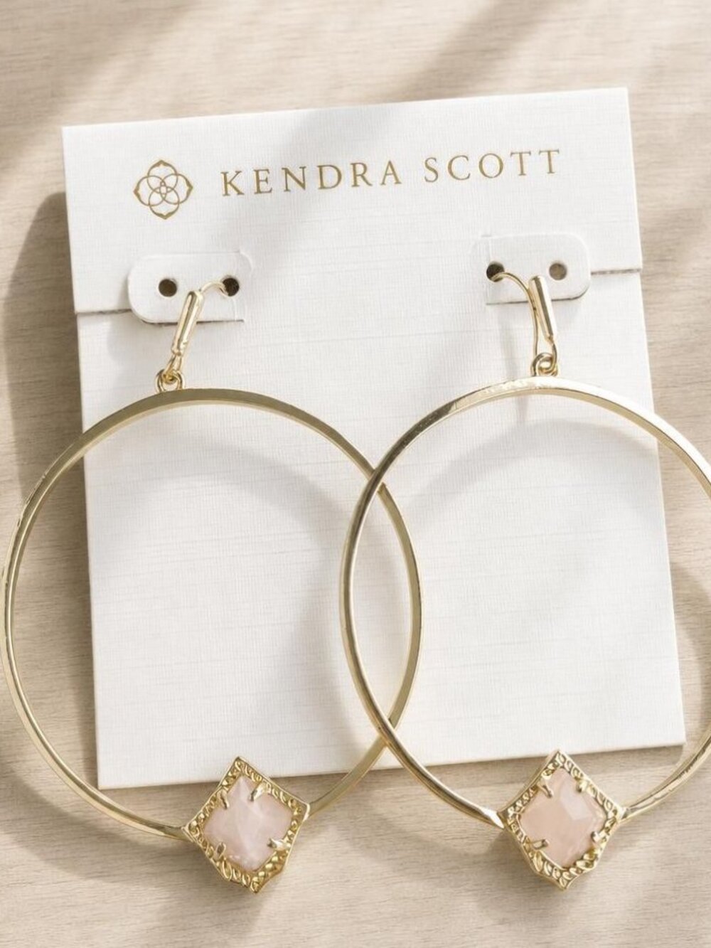 Kendra Scott Elberta Gold Rose Quartz Hoop Earrings